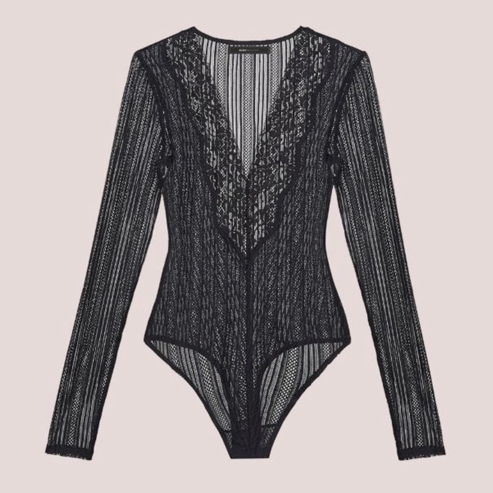 BCBG MAXAZRIA FLORAL CATO LACE BODYSUIT